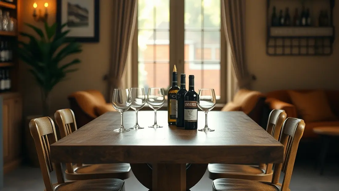 Table de bar avec verres et bouteilles