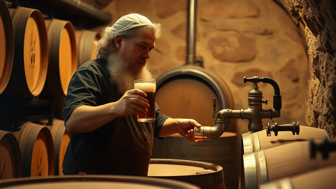 Artisan brassant de la bière dans une cave