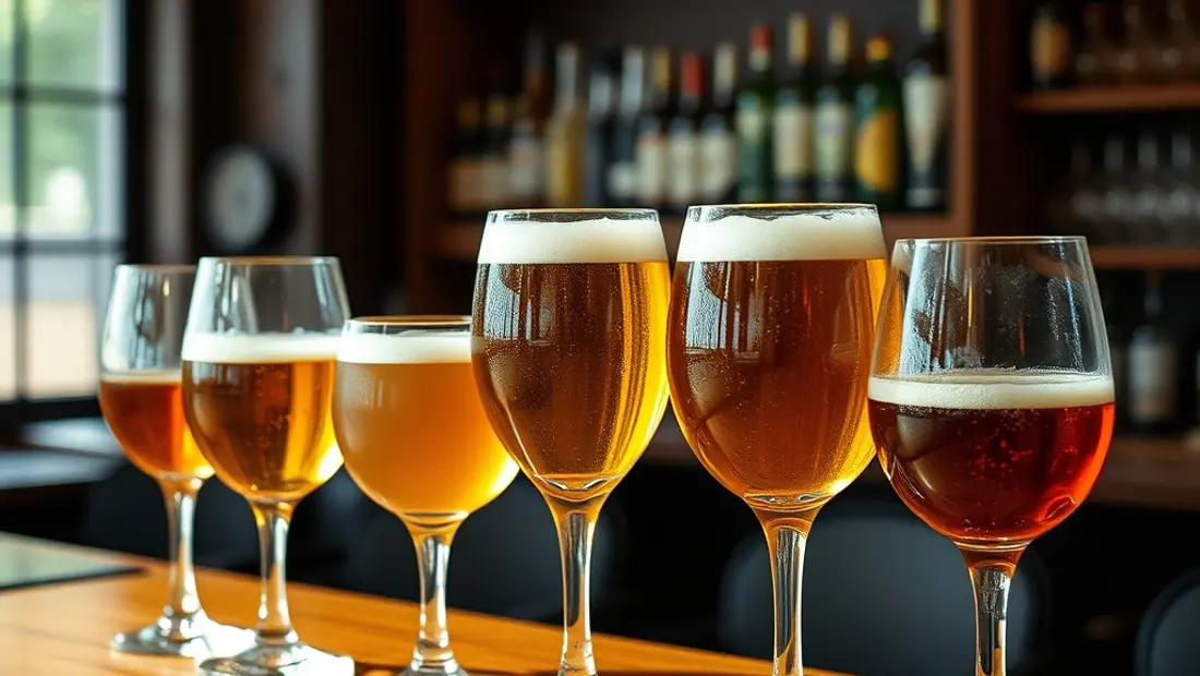 Bières artisanales sur une table de bar