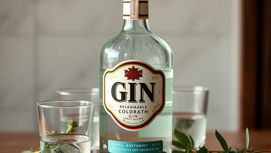 Bouteille de gin avec herbes aromatiques