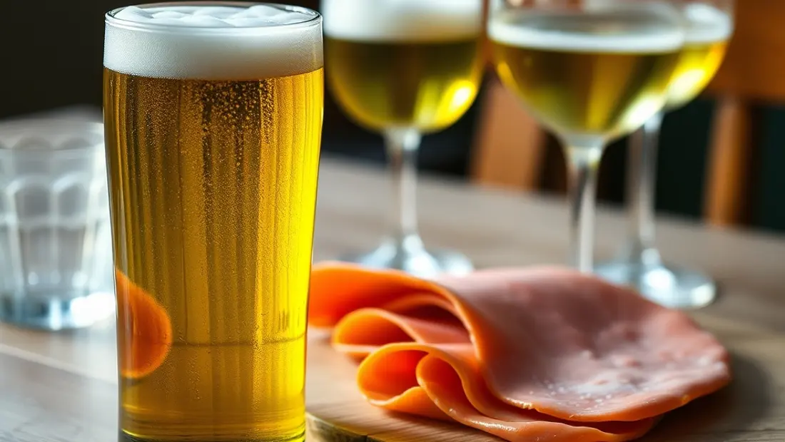 Bière verte et accessoires de dégustation.