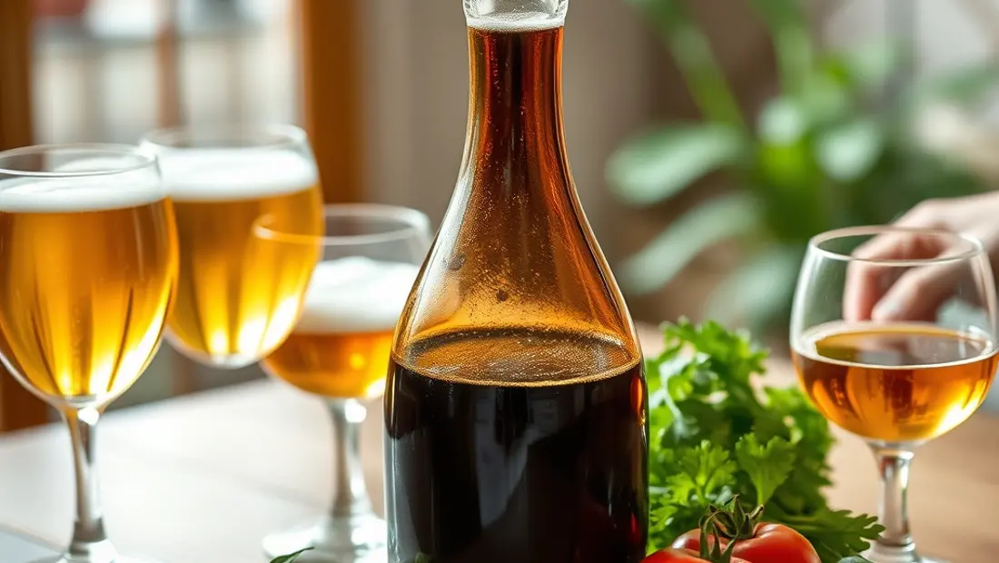 Carafe de bière et accessoires de table.