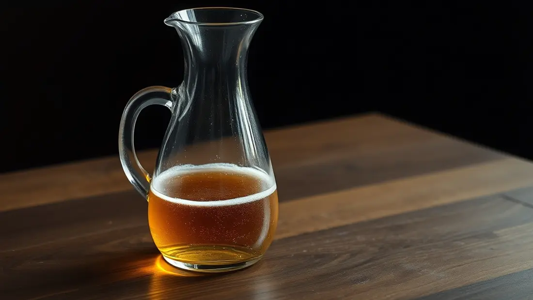 Carafe de bière sur une table de bois