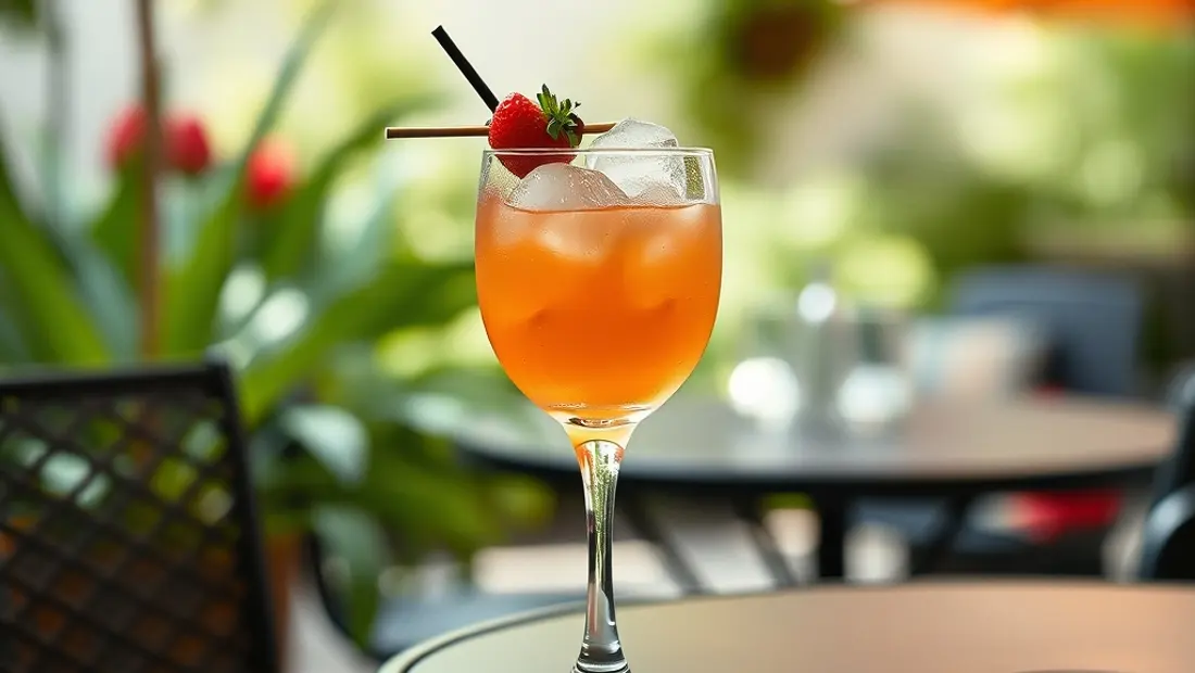 Cocktail frais servi dans un verre à pied.